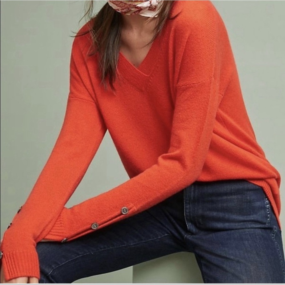 Charli Womens Jumper Sweater Size Small 100%‎ Cashmere Pullover Buttons V Neck
